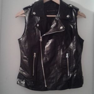 Details Basic Black Faux Leather Vest
